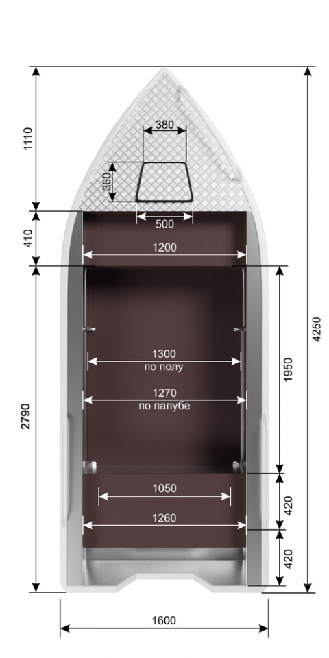 Алюминиевая лодка FreeStyle 420 без стекла